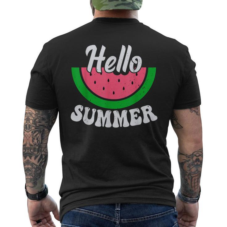 Hello Summer Watermelon Summer Break Vacation Cool Men's T-shirt Back Print