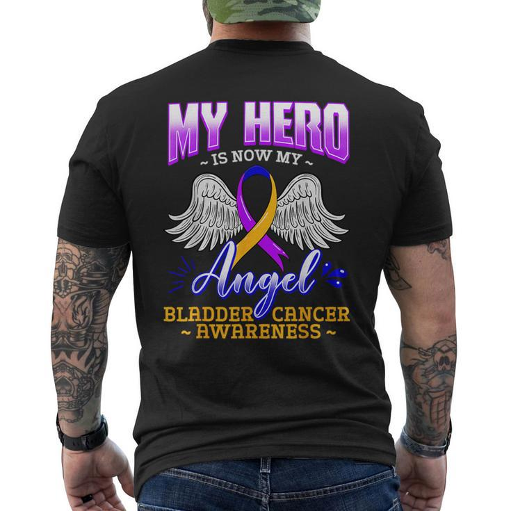 My Hero Is Now My Angel Bladder Cancer Purple Blue Yellow Men's T-shirt Back Print