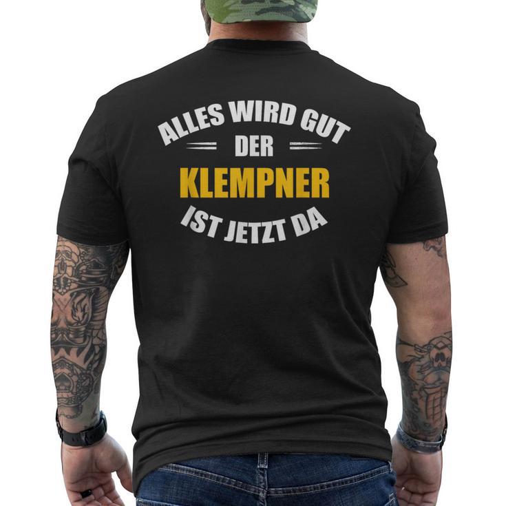 Herren Alles Wird Gut Der Plumber Ist Jetzt Da Black T-Shirt mit Rückendruck