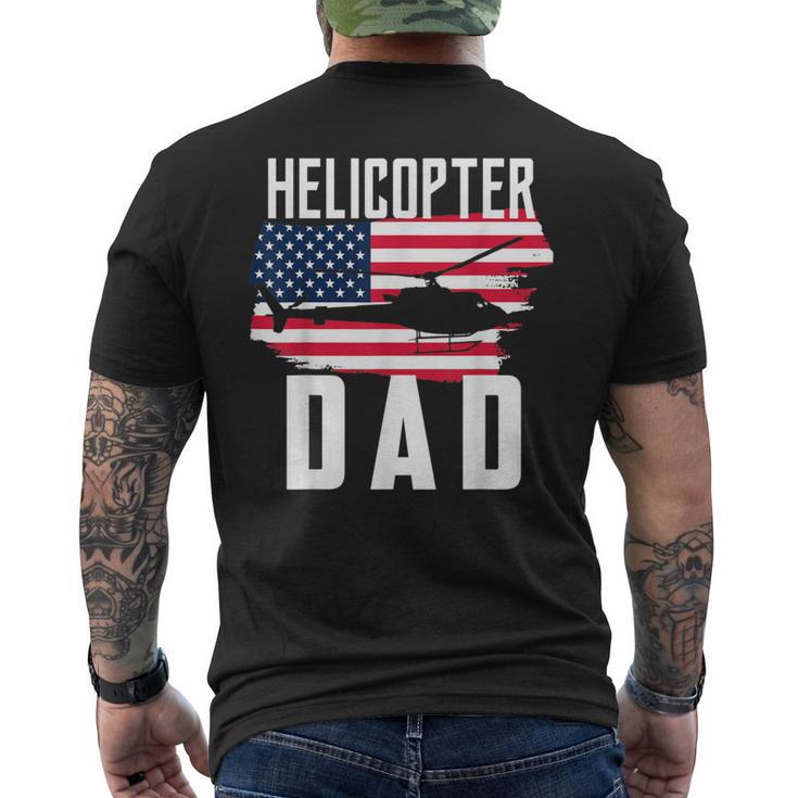 Herren Hubschrauber Papa Usa Flagge Hubschrauber Pilotatertag T-Shirt mit Rückendruck