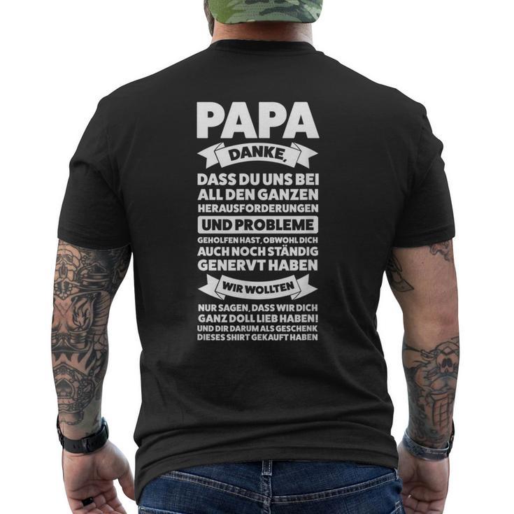 Herren Papa Danke Dass Du Uns Bei Allen Papa Familie T-Shirt mit Rückendruck