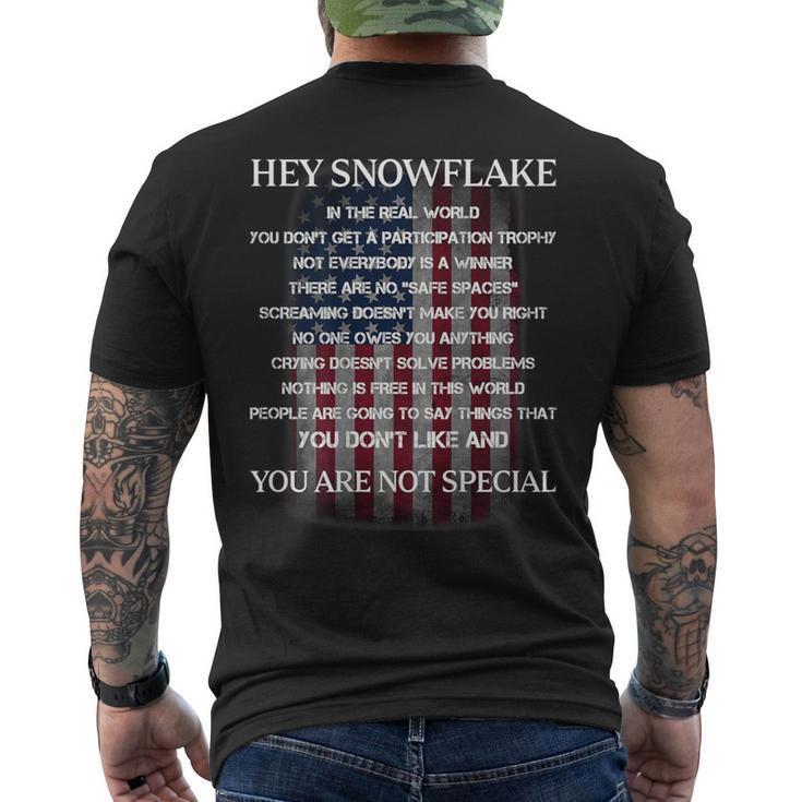 Hey Snowflake You Are Not Special America Flag Men's T-shirt Back Print