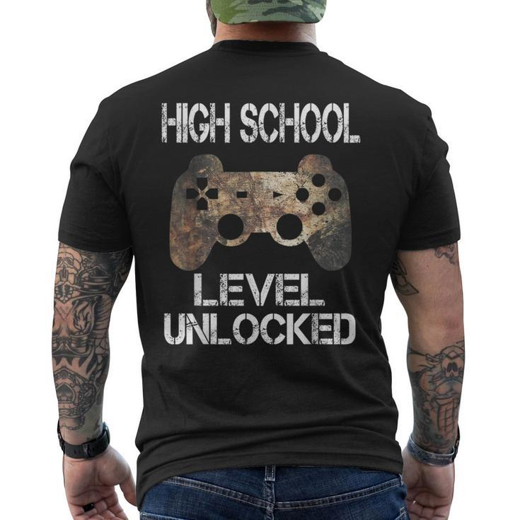 High School Level Unlocked Video Gamer First Day Of School Men's T-shirt Back Print