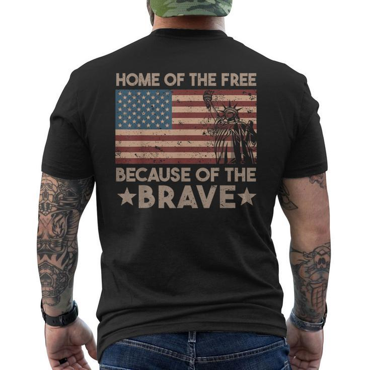 Home Of The Free Because Of The Brave Vintage American Flag Men's T-shirt Back Print