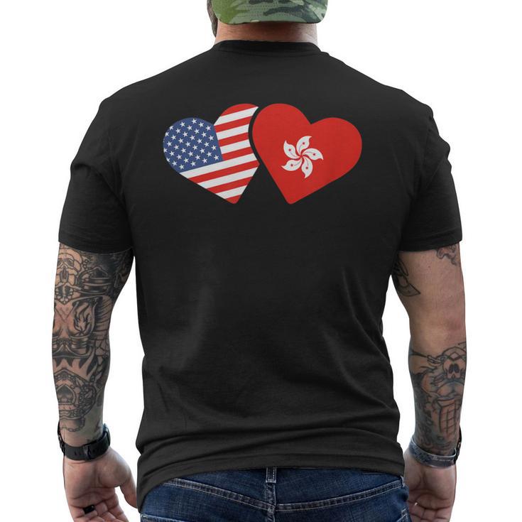 Hong Kong Usa Flag T Heart Hongkonger American Love Men's T-shirt Back Print