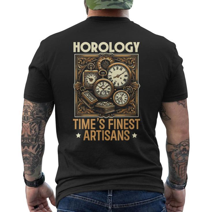 Horology Watch Collector Clock Lover Watchmaker Horologist Men's T-shirt Back Print