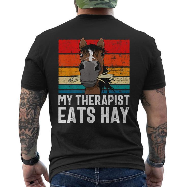 Horse Lover Equestrian Therapist Eats Hay Horse Men's T-shirt Back Print