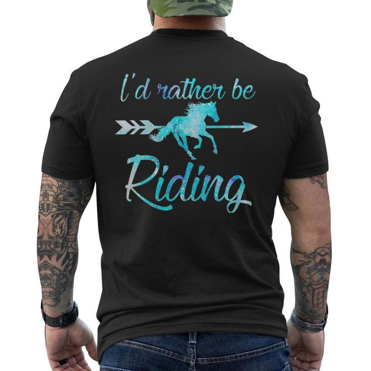 Horse Rider Girls I'd Rather Be Riding Horses Kid Gif Men's T-shirt Back Print