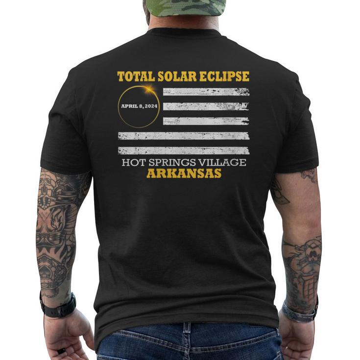 Hot Springs Village Arkansas Solar Eclipse 2024 Us Flag Men's T-shirt Back Print