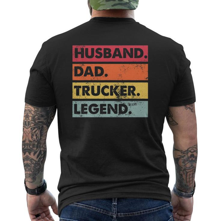 Husband Dad Trucker Legend Truck Driver Trucking Mens Back Print T-shirt