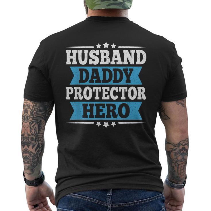 Husband Daddy Protector Hero Dad Papa Vintage Fathers Day Men's T-shirt Back Print