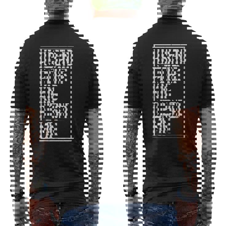 Husband Father King Blessed Man Black Pride Dad Mens Back Print T-shirt
