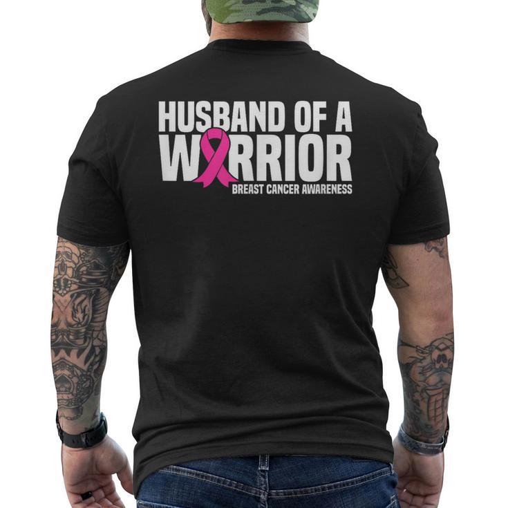 Husband Of A Warrior Pink Ribbon Breast Cancer Awareness Men's T-shirt Back Print