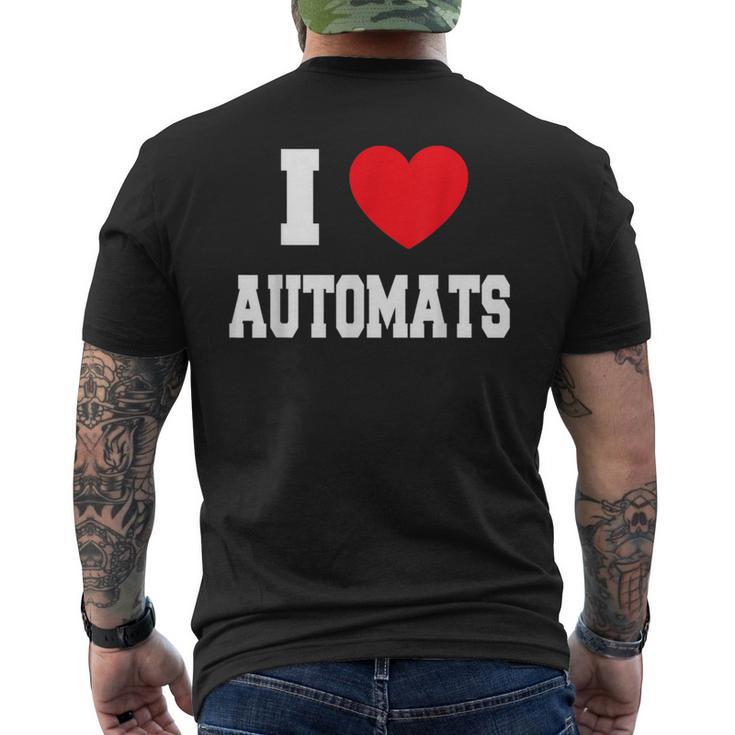 I Love Automats Schwarzes Kurzärmliges Herren-T-Kurzärmliges Herren-T-Shirt, Herz-Motiv Design