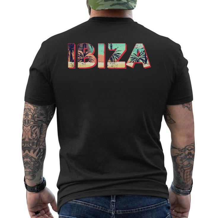 Ibiza Island Beach Retro Palm Tree Vintage Vacation Souvenir Men's T-shirt Back Print