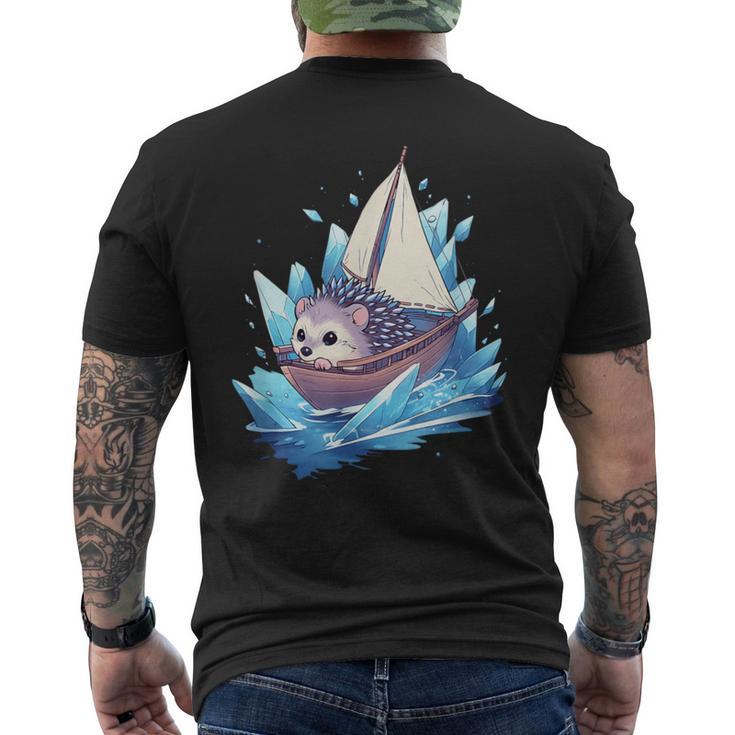 Ice Sailing Hedgehog Ice Sailing Ice Boating Yachting T-Shirt mit Rückendruck