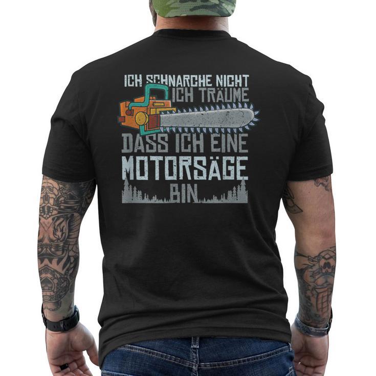 With Ich Schnarche Nicht Chainsaw Motif T-Shirt mit Rückendruck