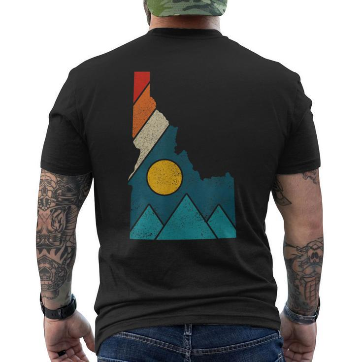 Idaho Vintage State Map Mountains Hiker Camping Pride Men's T-shirt Back Print
