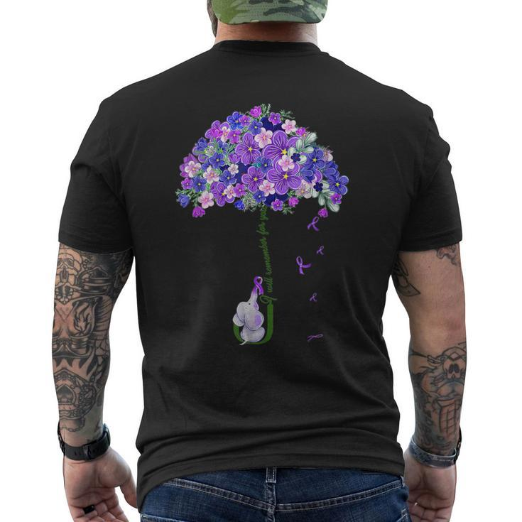 I'll Remember For You Purple Elephant Alzheimer's Awareness Men's T-shirt Back Print