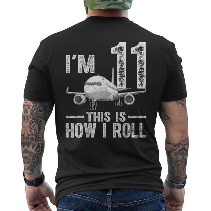 I'm 11 This Is How I Roll Airplane 11 Year Old Birthday Boys Men's T-shirt Back Print