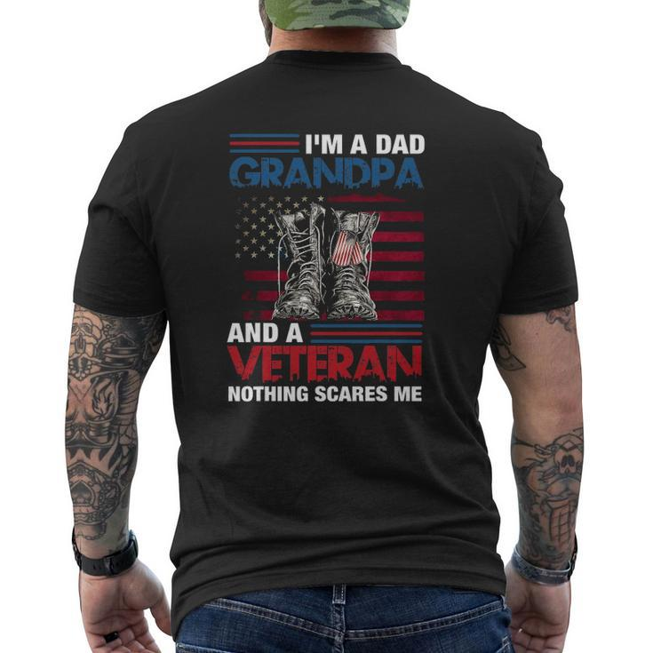 I'm A Dad Grandpa And A Veteran Nothing Scares Me Mens Back Print T-shirt