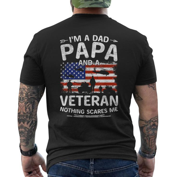 I'm A Dad Papa And Veteran Fathers Day Retro Papa Grandpa Men's T-shirt Back Print