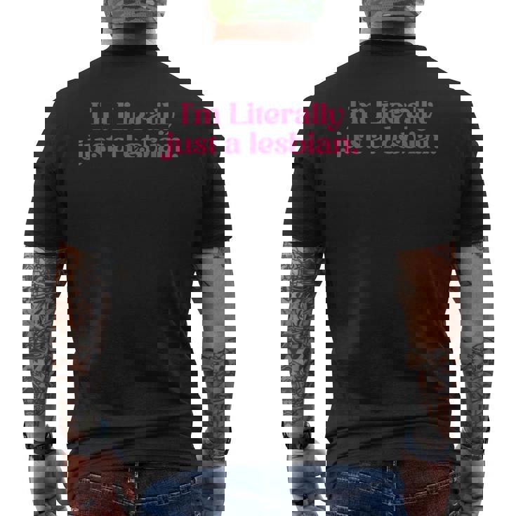 I'm Literally Just A Lesbian Minimalist Ballet Core Pride Men's T-shirt Back Print