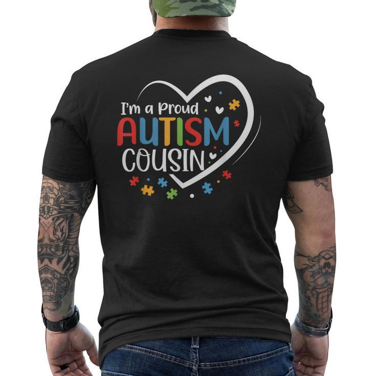 I'm A Proud Cousin Love Heart Autism Awareness Puzzle Men's T-shirt Back Print
