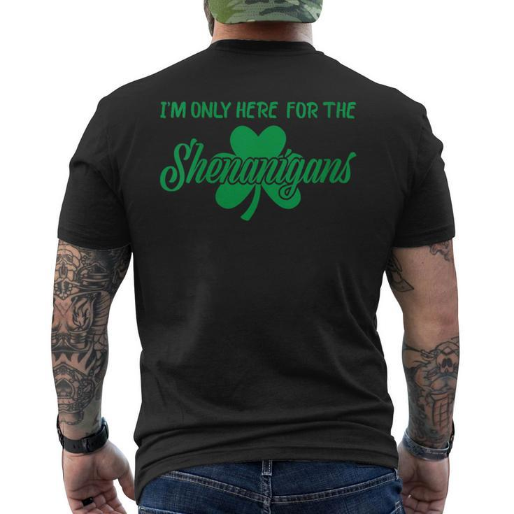 I'm Only Here For The Shenanigans Retro St Patrick's Day Men's T-shirt Back Print