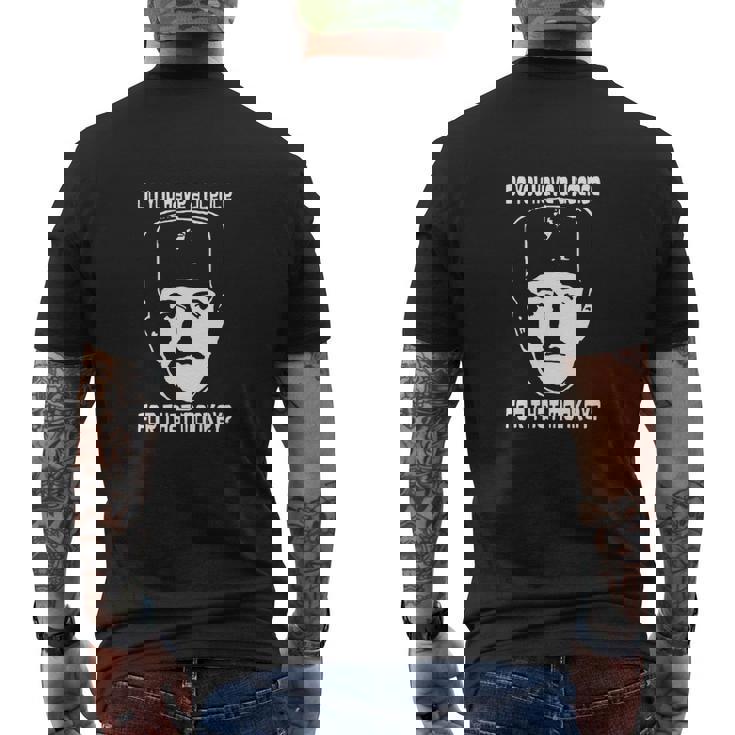 Inspector Clouseau License For Monkey Mens Back Print T-shirt - Seseable