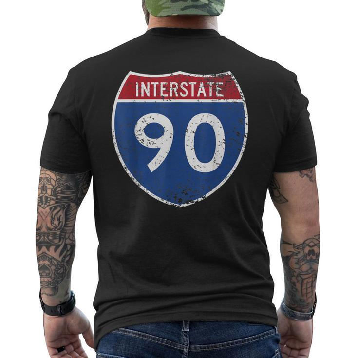 Interstate 90 Distressed Grunge Vintage Look Men's T-shirt Back Print