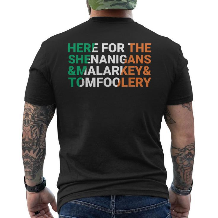 Irish Here For The Shenanigans Malarkey And Tomfoolery Men's T-shirt Back Print
