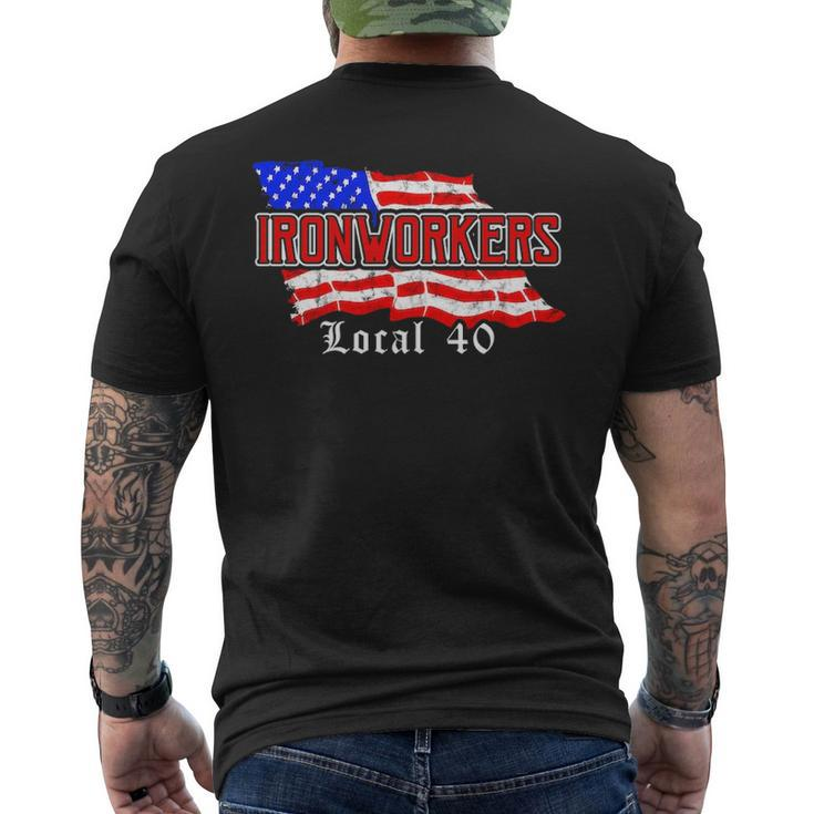 Ironworkers Local 580 Nyc American Flag Patriotic Men's T-shirt Back Print
