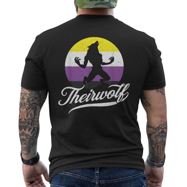 Theirwolf Non Binary Pride Nonbinary Nb Enby Flag Lgbtqia Men's T-shirt Back Print