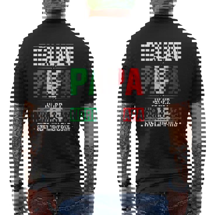 Italian Papa Happy Fathers Day Pride Italian Flag Proud Papa Mens Back Print T-shirt