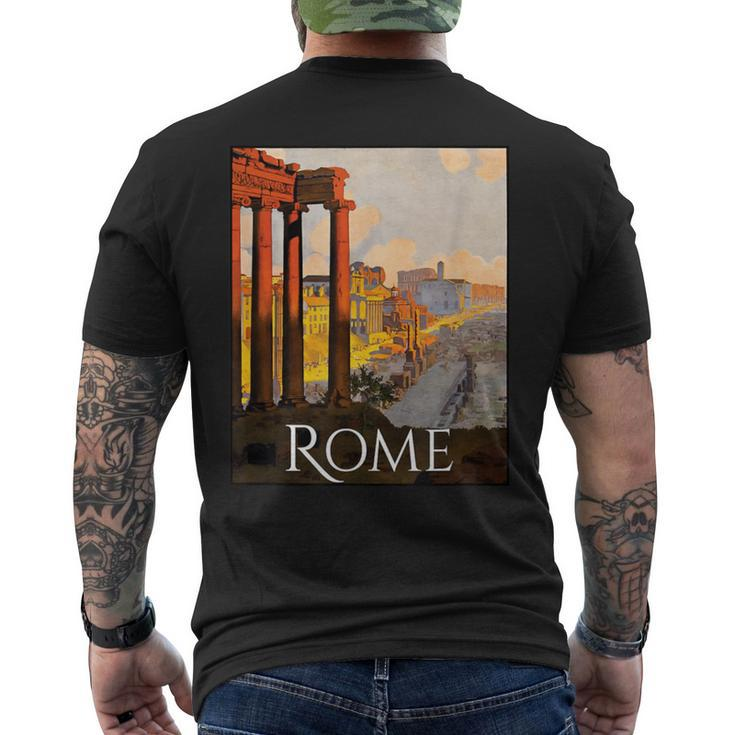 Italy Rome Souvenir T Vintage Travel Poster Graphic Men's T-shirt Back Print