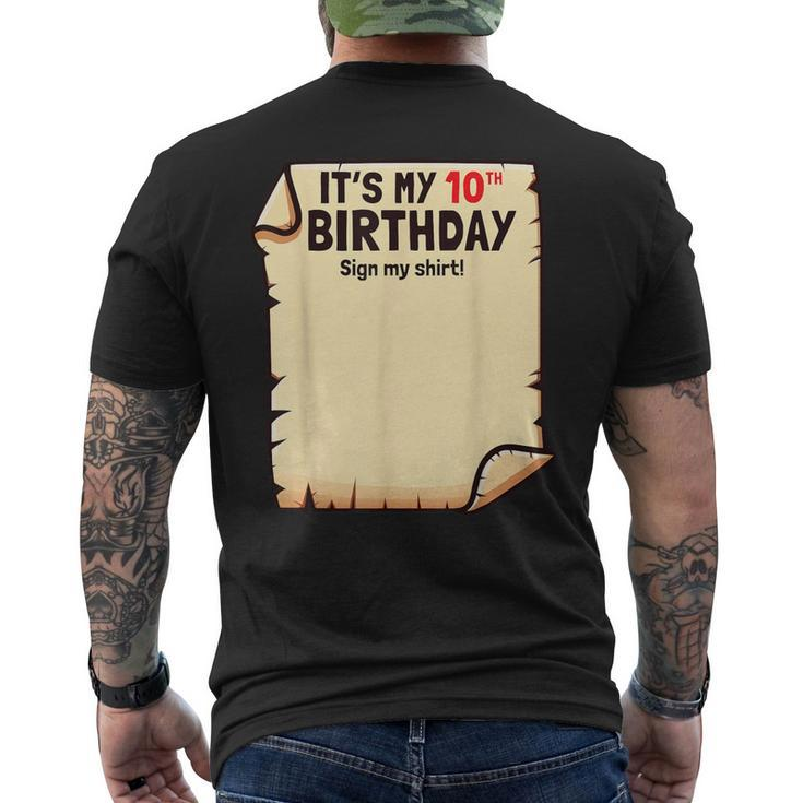 It's My 10Th Birthday Sign My 10 Years Old Men's T-shirt Back Print