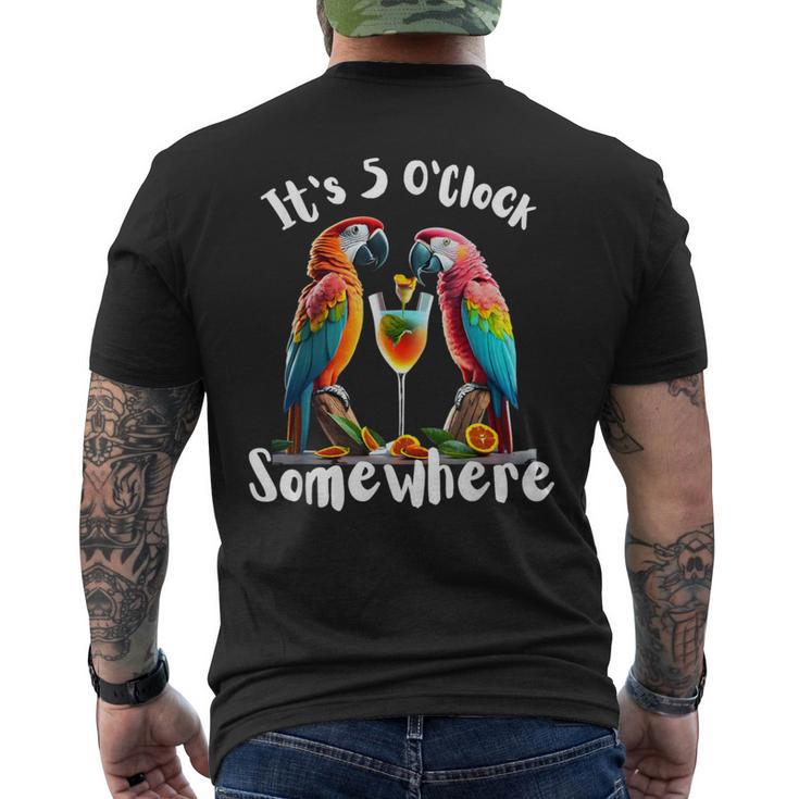 It's 5 O'clock Somewhere Parrots Drinking Cocktails Men's T-shirt Back Print