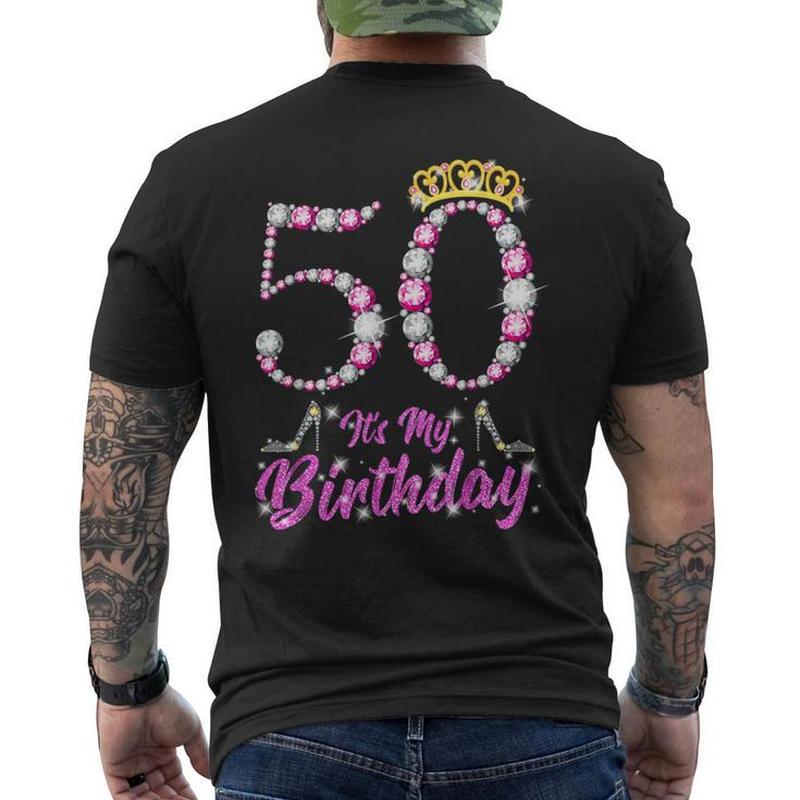 It's My 50Th Birthday Queen Tiara Shoes 50 Yrs Old Bday Men's T-shirt Back Print
