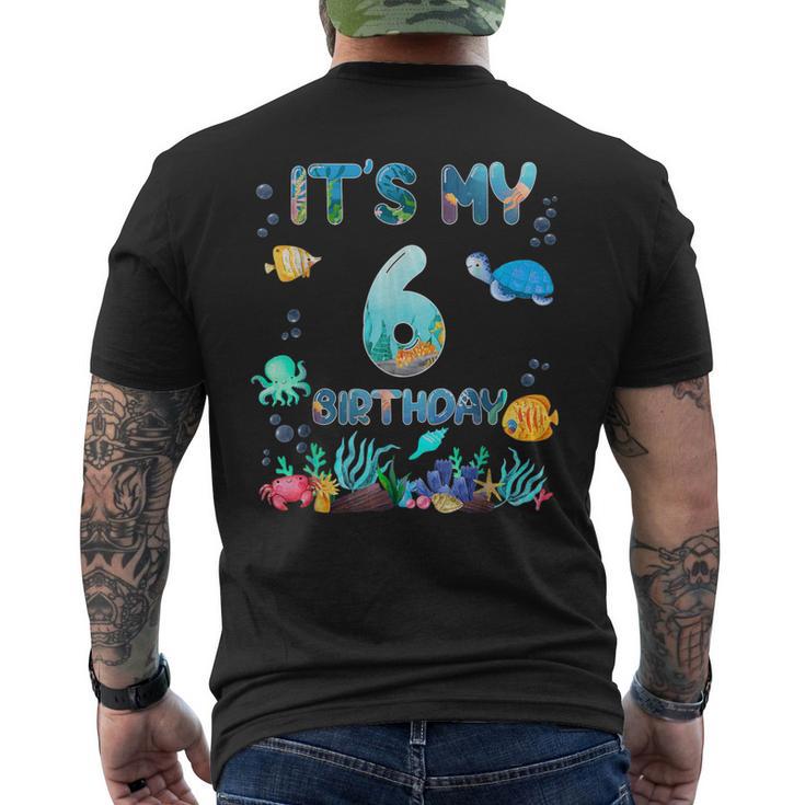 It's My 6Th Birthday Boy Sea Fish Ocean Animals Aquarium Men's T-shirt Back Print