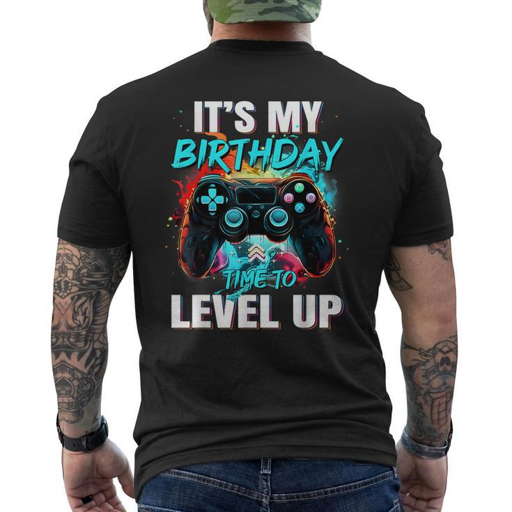 It's My Birthday Boy Time To Level Up Video Game Birthday Men's T-shirt Back Print