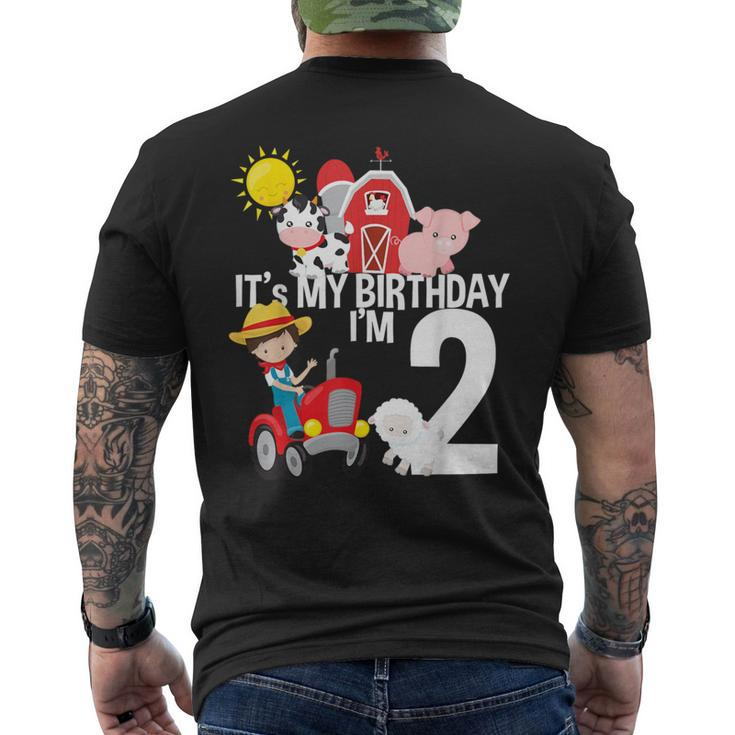 It's My Birthday Farm Theme Birthday 2 Yrs Old Men's T-shirt Back Print