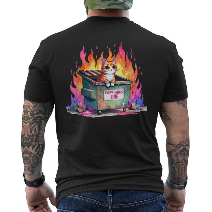 It's Fine I'm Fine Everything's Fine Lil Dumpster Fire Cat Men's T-shirt Back Print