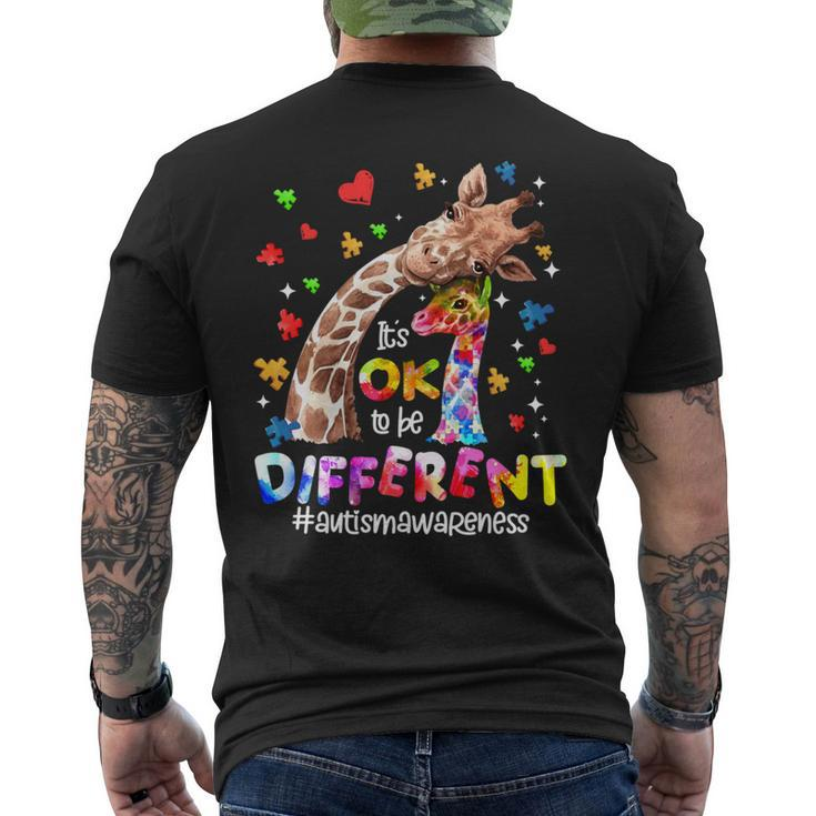Its Ok To Be Different Autism Awareness Giraffe Men's T-shirt Back Print