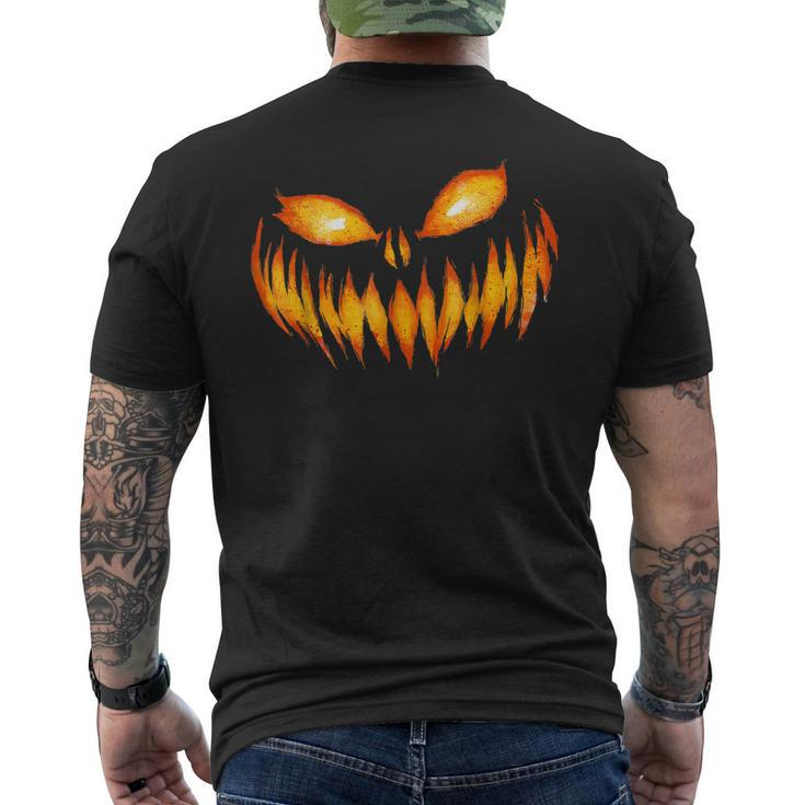 Jack O Lantern Scary Carved Pumpkin Face Halloween Costume Mens Back Print T-shirt