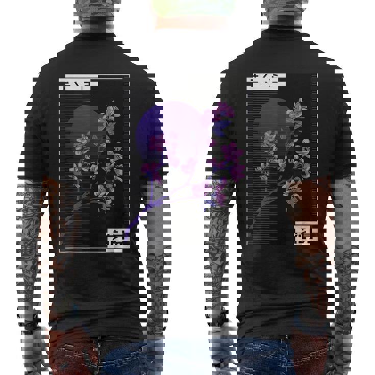 Japanese Cherry Blossom Vaporwave Aesthetic Retro Graphic Men's T-shirt Back Print