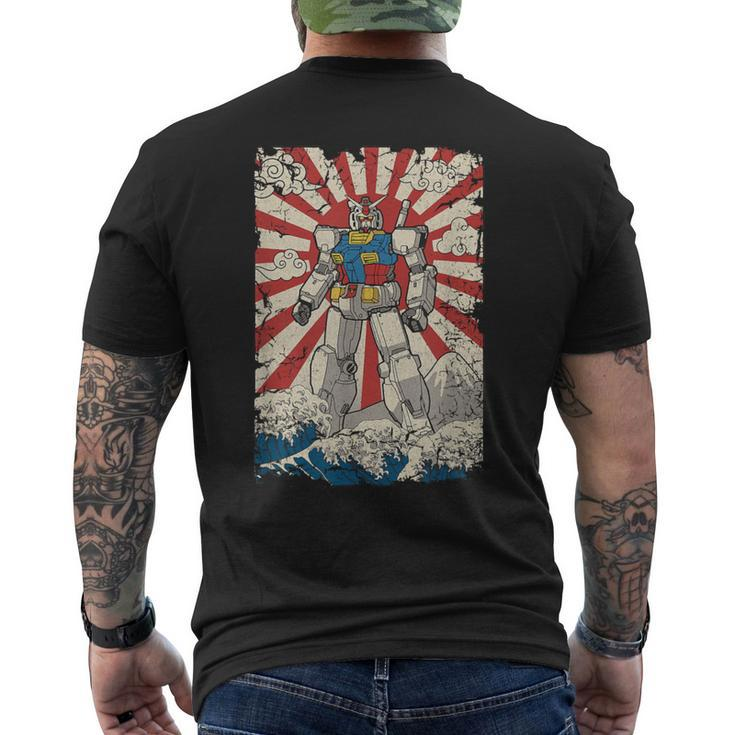 Japanese Mecha Anime Robot Kanagawa Great Wave Manga Men's T-shirt Back Print