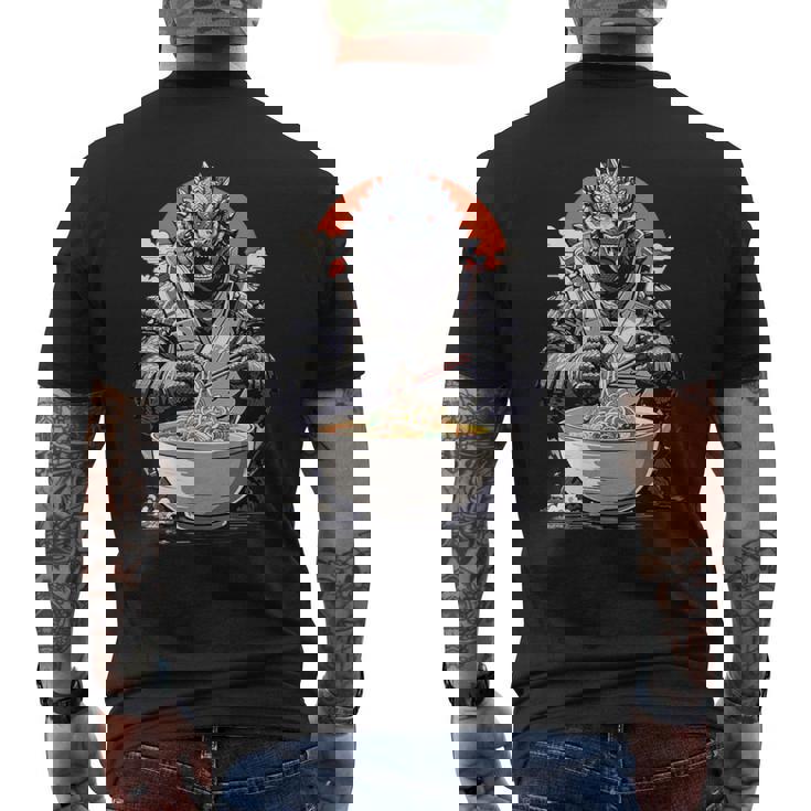 Japanese Monster Kaiju Eating Ramen Men's T-shirt Back Print Japanese Monster Kaiju Eating Ramen Men's T-shirt Back Print