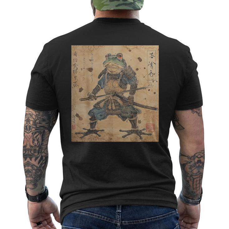 Japanese Samurai Frog In Ukiyo-E Woodblock Style Men's T-shirt Back Print