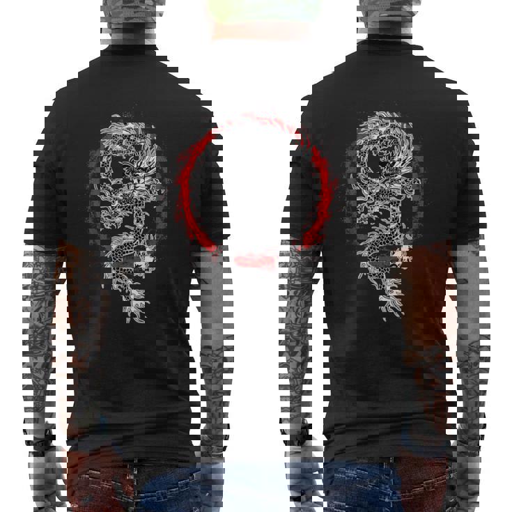 Japonés Estético Dragón Y Sol Símbolo Kanji Japón Tatuaje Camiseta Hombre Estampado Espalda
